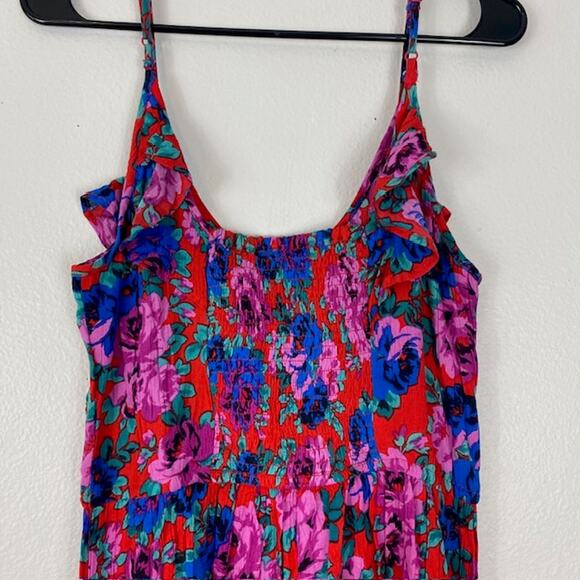 NWT Band of Gypsies Ruffle Side Tie Bright Floral Romper Medium - Picture 6 of 10